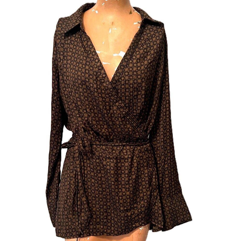 Free People Women Wrap Blouse Small Shirt Top Career Work Office Dressy